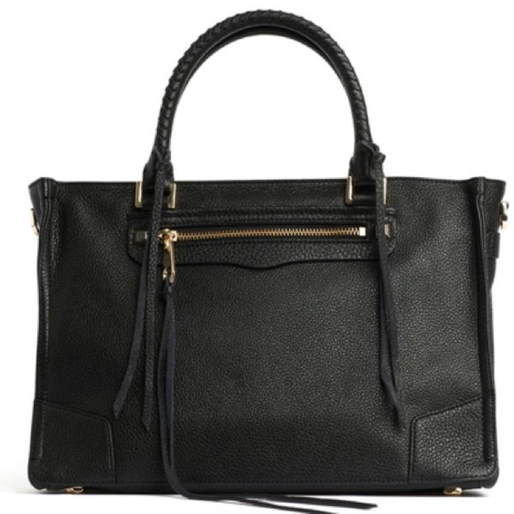 Rebecca Minkoff 'Regan' Black Leather Satchel Tote